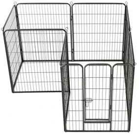 Box per cani con 8 pannelli in acciaio 80x100 cm nero