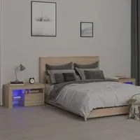 Comodini 2 pz con Luci a LED Rovere Sonoma 70x36,5x40 cm 3152772