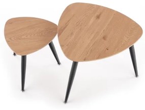 SET 2x Tavolino NICEA diametro 40/60 cm oro quercia/nero
