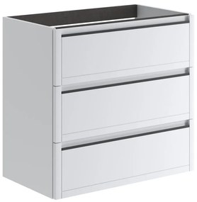 Mobile da bagno sospeso sotto lavabo L 79.5 x H 78 x P 45.5 cm bianco opaco, 3 cassetti Tratto