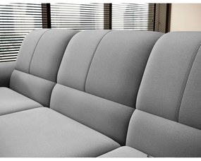 Divano angolare grigio allungabile/con contenitore (con penisola a destra/a L) e rivestimento in velluto Siber – ELTAP