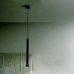 Lampada a sospensione in metallo verniciato Nero LILA Grande D6,6 cm