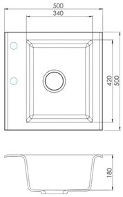 ALVEUS SETA23193 - Lavello da cucina ATROX + miscelatore MINTAS 34 cm granito/nero