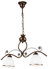 Lampadario a sospensione con catena RETRO 2xE27/60W/230V rame/patina