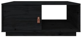 Tavolino da Salotto Nero 80x50x35,5cm in Legno Massello di Pino