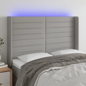 Testiera A Led Grigio Chiaro 147x16x118/128 Cm İn Tessuto /