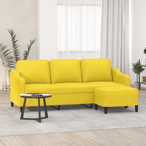 Divano A 3 Posti Con Poggiapiedi Giallo Chiaro 180cm İn Tessuto /