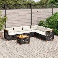 Set Divani da Giardino con Cuscini 7pz Nero Polyrattan 3261866