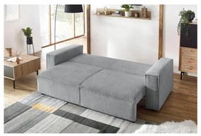Divano letto in velluto a coste grigio chiaro 245 cm Nihad - Bobochic Paris