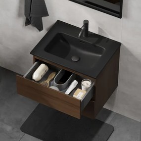 Mobile da bagno CONOR 61 cm con lavabo, noce/nero