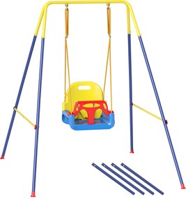 Altalena da Giardino per Bambini Trasformabile 3 in 1 Telaio in Metallo Blu...