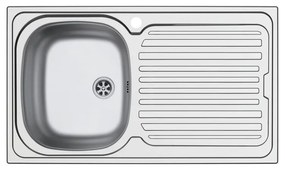 Lavello integrato 1 vasca in inox argento DELINIA Aurora L 50 x L 86 cm
