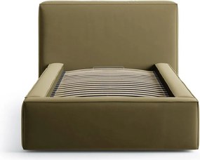 Letto singolo imbottito verde con contenitore con rete inclusa 90x200 cm Jodie – Micadoni