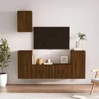 Set Mobili Porta TV 5 pz Rovere Marrone in Legno Multistrato 3188581