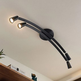 Plafoniera di design Velanoris Lucande, dimmerabile, Nero, Soggiorno / Sala da pranzo, Alluminio, Moderno, Plafoniera
