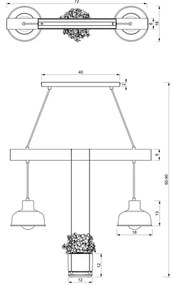 Lampadario su corda FLORA 2xE27/60W/230V