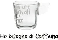 Tazza caffè in vetro 80 ml scritta Caffeina