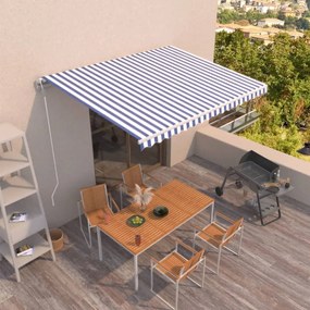Tenda Da Sole Retrattile Automatica 400x350 Cm Blu E Bianca /