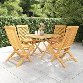 Set Da Pranzo Da Giardino 5 Pz İn Legno Massello Di Teak /