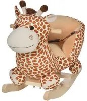 Dondolo per Bambini in Legno Giraffa in Peluche con Suoni