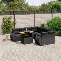 Set Divani da Giardino 9 pz con Cuscini Nero in Polyrattancod mxl 112712