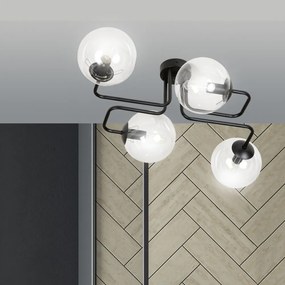 Lampadario da Soffitto BRENDI 4 in acciaio e vetro 4xE14 Colore delle Sfere Trasparente