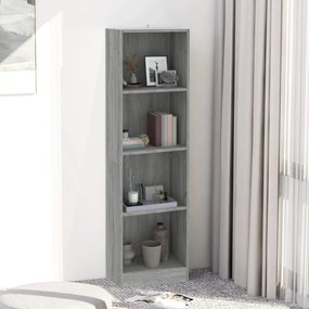 Libreria 4 ripiani grigio sonoma 40x24x143 cm legno multistrato