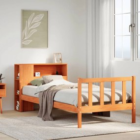 Letto libreria senza materasso marrone cera 90x190 cm legno