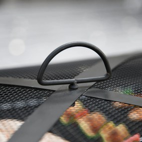 Berbecue a Legna 76x76x47 cm in Metallo Nero...