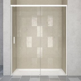 Porta doccia scorrevole Jazz L 120 x H 200cm, Sp. 6 mm in vetro vetro senza finitura / trasparente profilo bianco