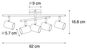 Plafoniera nera con legno 5 luci regolabili rettangolare - Jeana