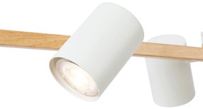 Lampada a sospensione moderna con stampa legno e 6 luci bianche - Jeana Straight