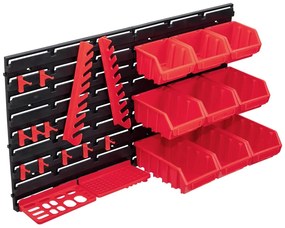 Kit Contenitori 34 Pz Con Pannelli A Parete Rosso E Nero /