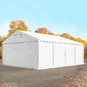 TOOLPORT 6x8 m tenda capannone, altezza 2,6m, PVC 1400, telaio perimetrale, bianco, con statica (sottofondo in terra) - (57659)