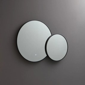 Doppio Specchio Rotondo Con Bordo Nero E Retroilluminazione Led