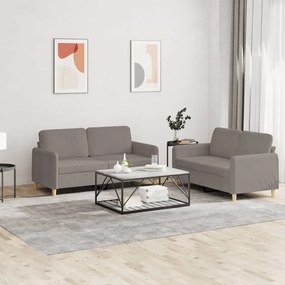 Set Di Divani 2 Pz Con Cuscini Tortora İn Tessuto /