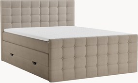Letto boxspring in velluto a coste fatto a mano con contenitore Tasca, H3