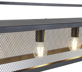 Lampada a sospensione industriale nera con rete 4 luci - Cage Rack