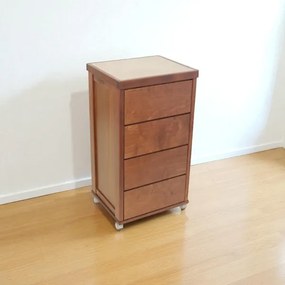 Carrello salvaspazio in legno faggio con cassetti LANDHELL Noce