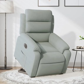Poltrona Alzapersona Reclinante Elettrica Grigio Chiaro Velluto /