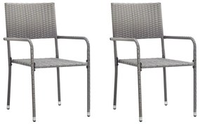 Set da pranzo da giardino 3 pz nero grigio polyrattan e acciaio