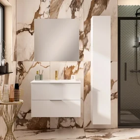 Mobile da bagno sotto lavabo SENSEA Jnka bianco lucido laccato lucido L 80 x H 55 x P 45 cm 2 cassetti, lavabo non incluso