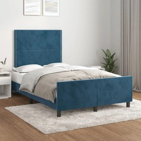 Giroletto Senza Materasso Blu Scuro 120x190 Cm Velluto /