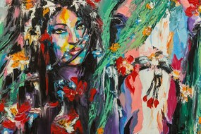 Stampa su tela – Donna e cavallo in pittura ad olio