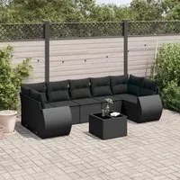 Set Divani da Giardino con Cuscini 8 pz Nero in Polyrattan 3221134