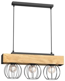 Lampadario a sospensione con filo MENTON 3xE27/15W/230V nero/marrone/quercia