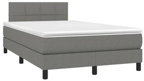 Letto a molle materasso e led grigio scuro 120x190cm in tessuto