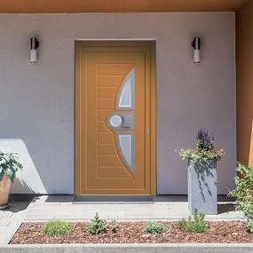 Portoncino d'ingresso Modern4 con vetro L 90 x H 210 cm in alluminio arancione, apertura spingere a sinistra