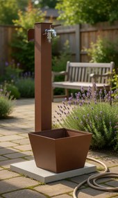 Fontana da Giardino con Rubinetto Base Vaschetta e Portagomma Belfer 42/QRRV Ruggine...