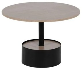 Tavolino da Caffè Nero Naturale Ferro Legno MDF 65 x 65 x 37,5 cm